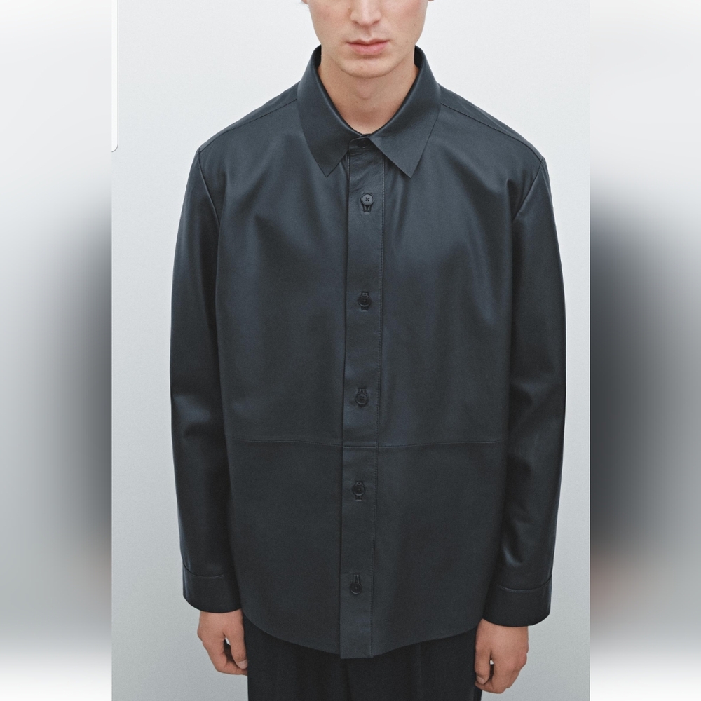 Massimo  Dutti Nappa leather shirt  SZ S NWT